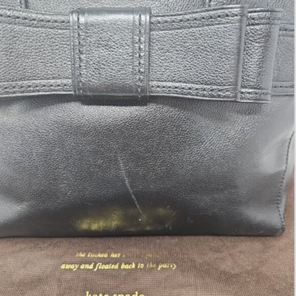 Kate Spade Black Leather Harrison Elena Bow Top Handle Shoulder Purse Bag duster - Picture 7 of 12